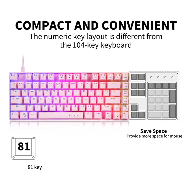 E-Yooso Z-88 RGB Mechanical Gaming Keyboard, Metal Panel, Blue
