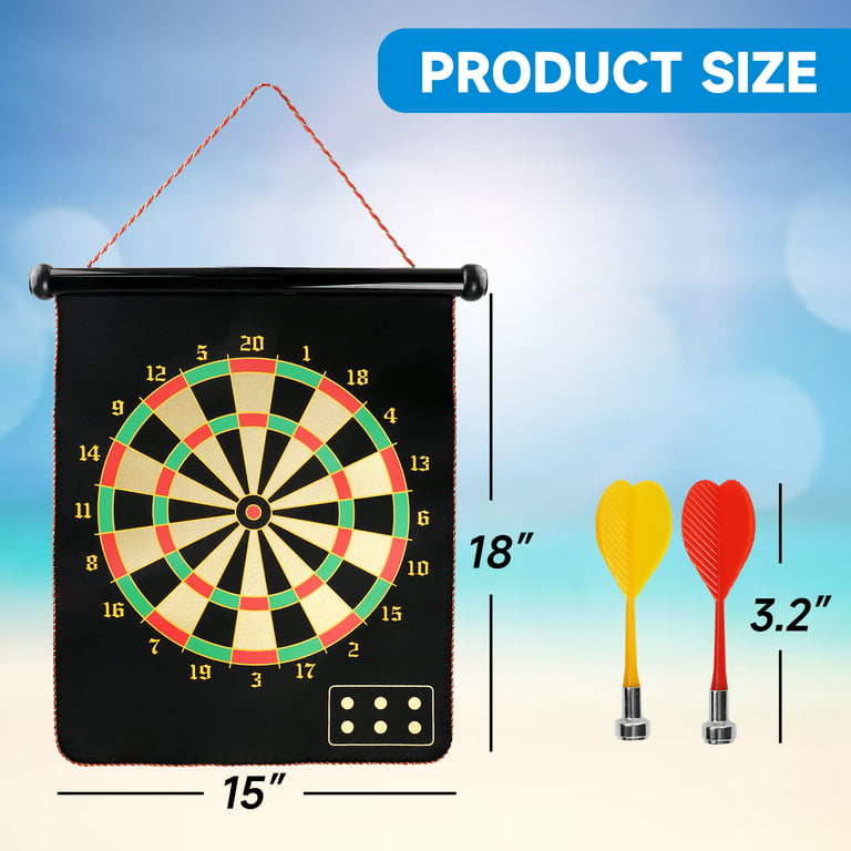 Dart Board Full Size 17 Inch Double Sided Dartboard Game For Adults Or Kids
