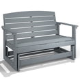 thumbnail image 2 of Outsunny 2-Person Outdoor Glider Bench Patio Double Swing Rocking Chair Loveseat w/ Slatted HDPE Frame for Backyard Garden Porch, Light Gray, 2 of 9