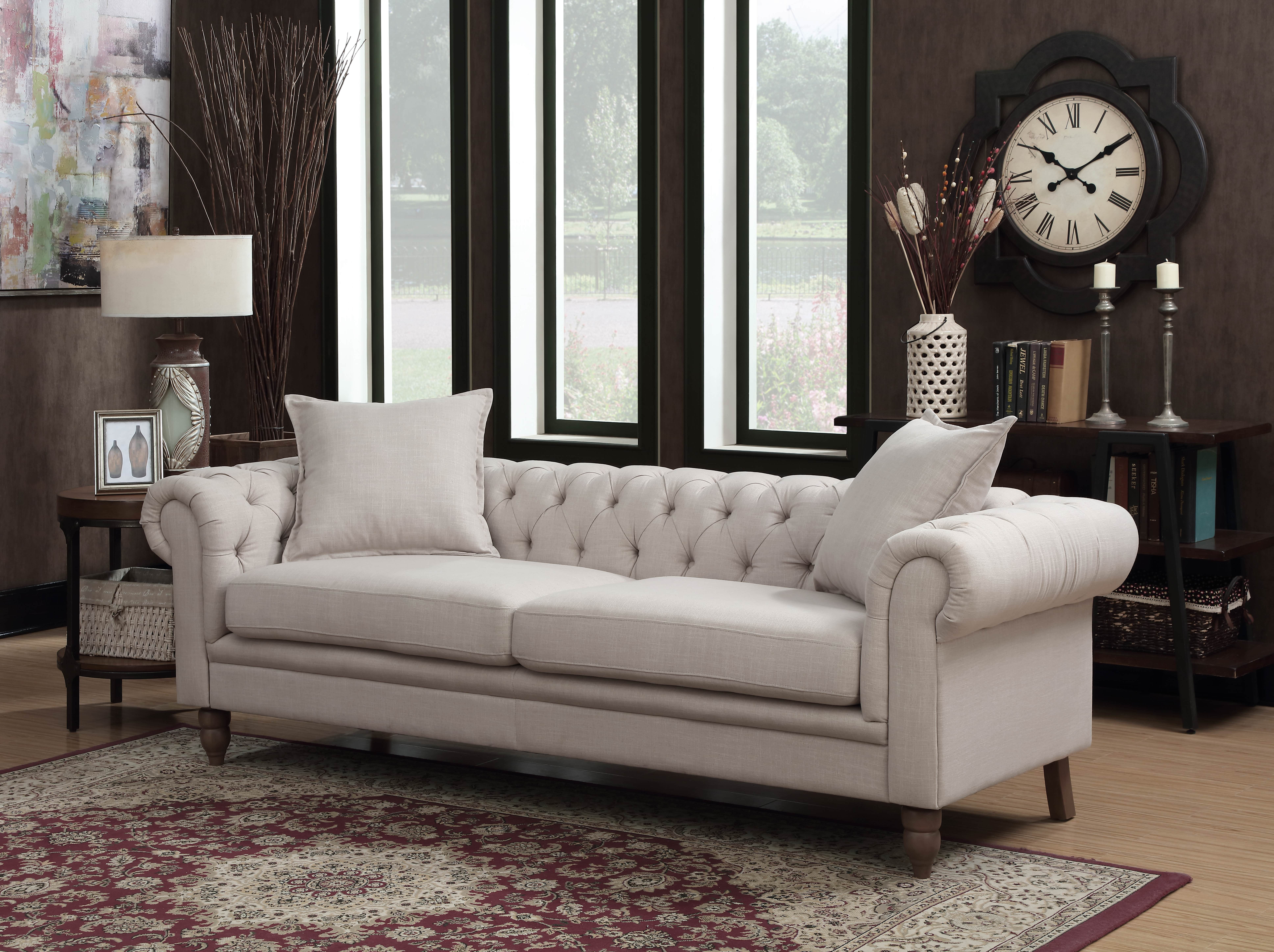 Juliet Collection Contemporary Linen Fabric Upholstered