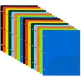 thumbnail image 2 of 100 Pack Two Pocket Plastic Translucent 3-Ring Hole Punch Folders, 11.5”L x 9.5”W for Filing / Storing Paper Work, Assorted Colors, 2 of 8