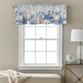 thumbnail image 3 of Ocean Valance Curtain Blue Beige Starfish Shells Leaves Flowers Wood Grain Window Valances Rod Pocket Short Curtains Window Treatments for Kitchen Bedroom Bathroom Laundry 42" x 12", 3 of 9