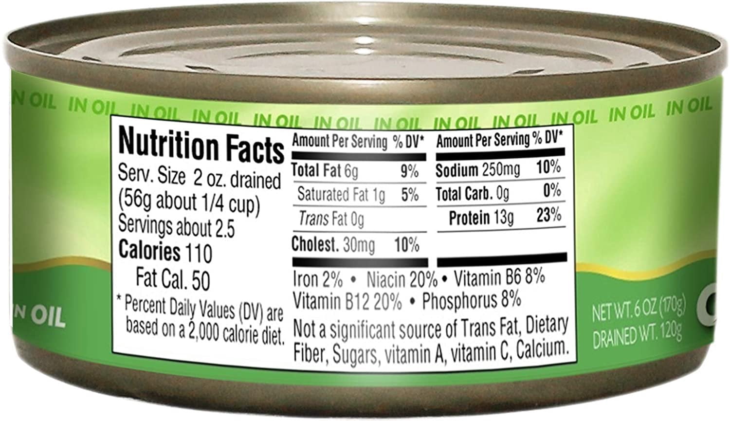 Gefen Chunk Light Tuna in Oil 6oz 6 Pack, Low Fat, Kosher for Passover