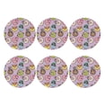 thumbnail image 2 of Pofeuu Cute Donuts Print Leather Coasters Set of 6, Round Cups Mugs Mat Pad for Home Kitchen Heat Resistant Drink Coasters,Round Shape, 2 of 7
