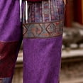 thumbnail image 5 of Tsivenald Linen Pants Men Wide Leg Resort Leisure Trousers Retro Patchwork Ethnic Pattern Wrinkle Resistant Side Pocket Mens Beach Bottoms, 5 of 5