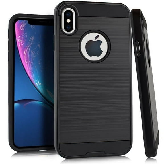 iPhone X / XS Case, 2-Piece Style Hybrid Shockproof Hard Case Cover with [Tempered Glass Screen Protector] Hybird Shockproof And Circlemalls Stylus Pen-Gold