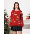 thumbnail image 4 of Suéteres navideños de gran tamaño para mujer, con estampado de hombre de jengibre y árbol acanalado, hombros caídos, manga larga, cuello redondo, blusas de punto, 4 of 5