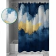 thumbnail image 3 of Extra Long Shower Curtain 72x84 Inch, Navy Blue Shower Curtain Waterproof Bathroom Decor Abstract Modern Oil Painting Art Fabric Bath Curtain Set Accessories with Hooks, 3 of 6