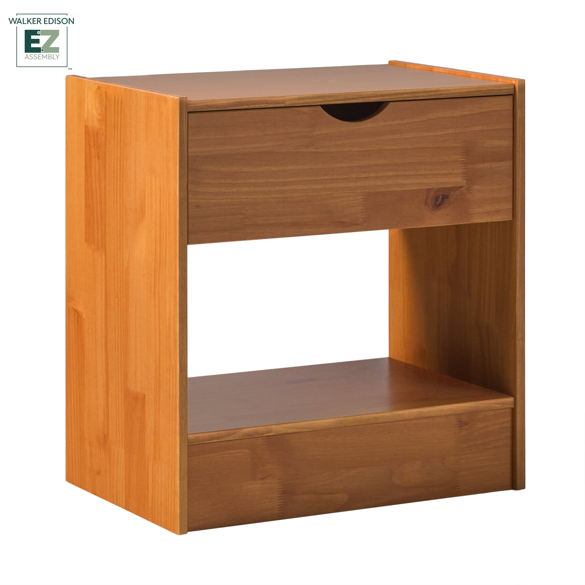 Walker Edison Declan 1 Drawer Nightstand, Caramel Brown
