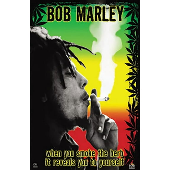 BUY ART FOR LESS Officially Licensed Bob Marley Smoke the Herb When You Smoke The Herb It Reveals Yourself 24 x 36 Inch Art Poster - Decorative Print - Poster Paper - Ready to Frame