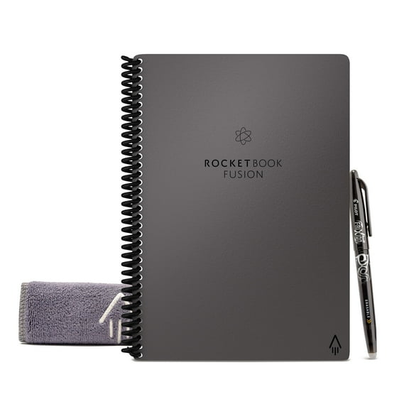 Rocketbook Fusion Smart Reusable Executive-Size Notebook, 6" x 8-4/5", 7-Subject, 21 Sheets, Gray