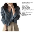 thumbnail image 6 of Mdesiwst Lapel Long Sleeves Buttons Placket Women Shirt Spring Solid Color Pleated Shirt Top, 6 of 6
