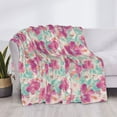 thumbnail image 3 of Honeii Purple Watercolor Flowers print throw blanket, crafted from cozy cotton flannel, offers versatile home decor as a bedding suitable for all seasons.-60"x50", 3 of 6