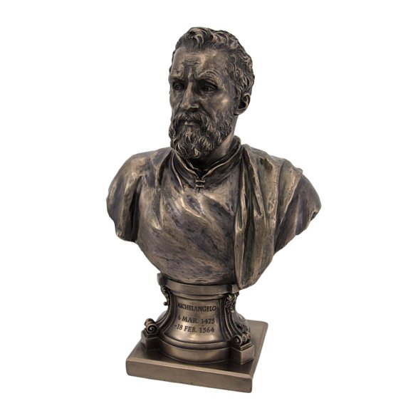 Michelangelo Bronze Finish Bust Statue Artist