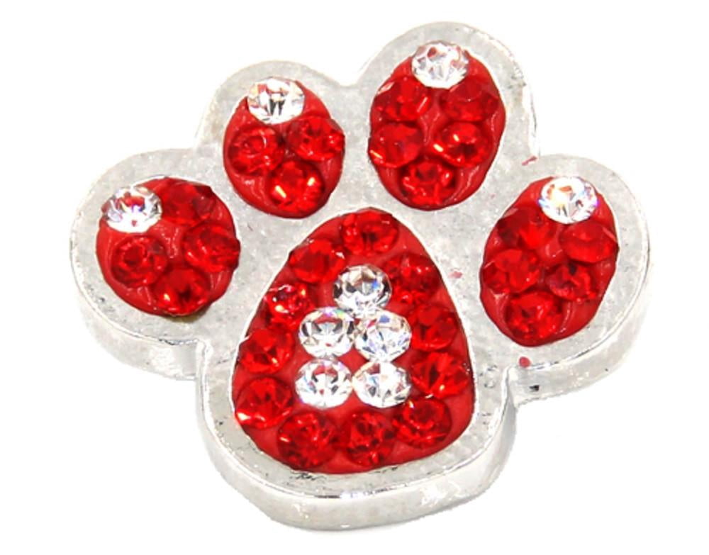 STYLYSH CHARMS Pet Paw Birthstone CZ Rhinestone Charm - 9mm, 304L Stainless Steel, Fits Traditional Italian Bracelets