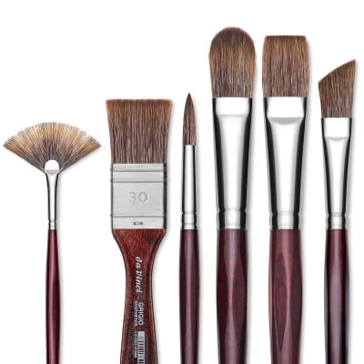 Long Filbert - Da Vinci Grigio Synthetic Brush - Filbert, Long Handle, Size 6