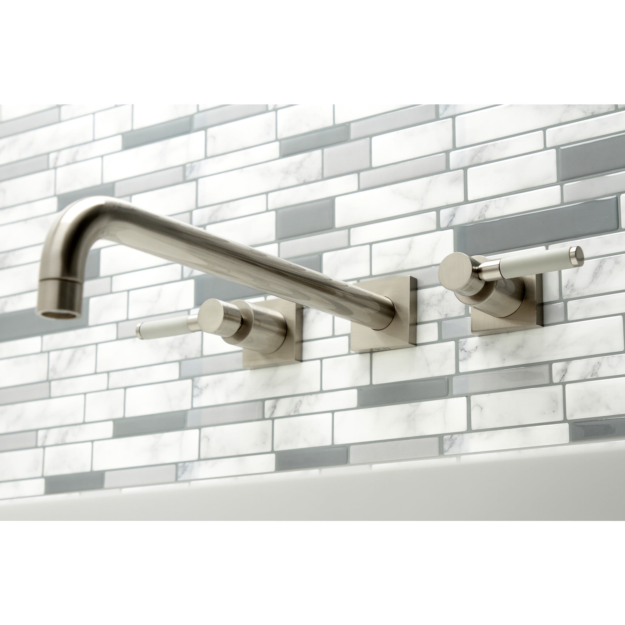 Kingston Brass KS6048DKL Kaiser Two-Handle Wall Mount Roman Tub Faucet, Brushed Nickel