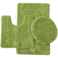 thumbnail image 1 of 3 Piece Solid Bathroom Rug Set Includes Bath Rug, Contour Mat, and Toilet Lid Cover (Sage Green), 1 of 1