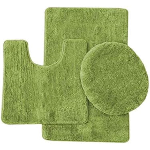 3 Piece Solid Bathroom Rug Set Includes Bath Rug, Contour Mat, and Toilet Lid Cover (Sage Green)