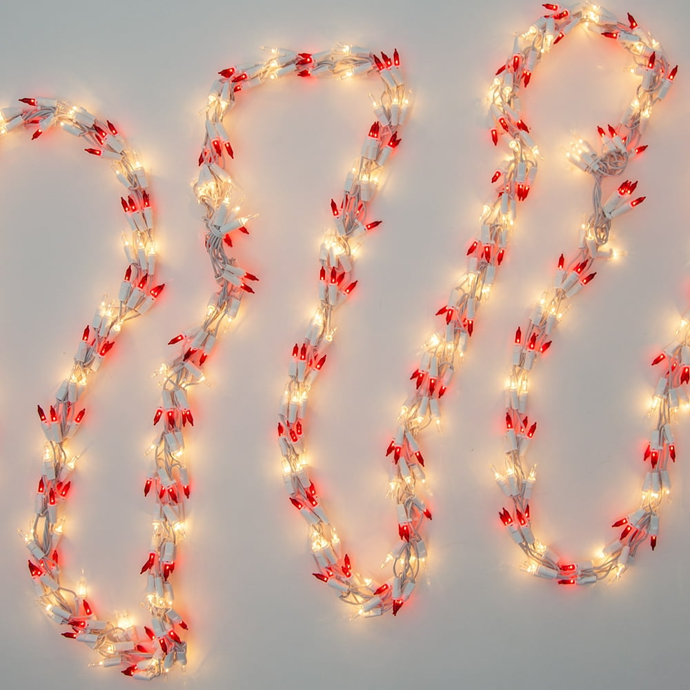 Wintergreen Lighting Red/Clear Cluster String Lights Garland, 18ft, 600