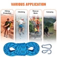 thumbnail image 6 of KFFKFF 10.5 mm Stationary Ascend Rope, 19.5M(64ft) Exterior Boulder Ascend Cord 25KN Tension Limit, Synthetic Cordage with Metallic Clasp for Evacuation, Descending, Fire Assistance, Azure, 6 of 9
