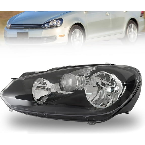 waltyotur Headlight Assembly Replacement for 2010-2014 Golf GTI Sportwagen (MK6) Left Headlamp Black Driver Side 5K0941005C