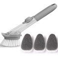 thumbnail image 1 of Dish Scrub Brush, Soap Dish Wand Refills Sponge, Replaceable Refills Sponge Brush Heads,Reusable for Sink Pot Kitchen Cleaning Including1 Dish Brush with Handle and 3 Replacement Sponge Head, 1 of 7