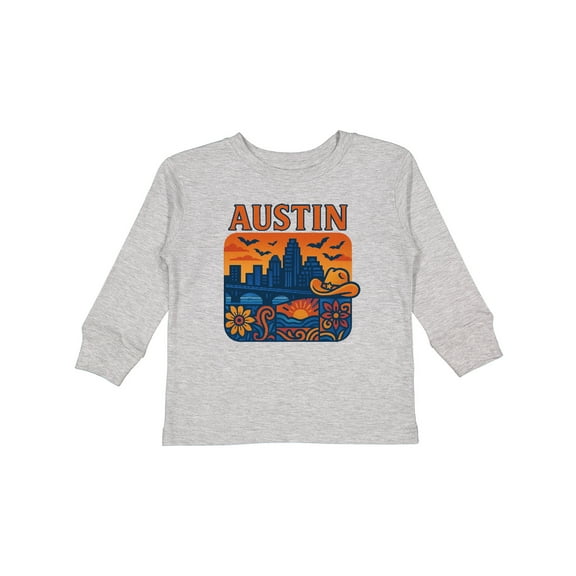 Inktastic Austin Skyline Sunset Art Boys or Girls Long Sleeve Toddler T-Shirt