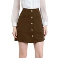 thumbnail image 1 of Falda Casual Allegra K Estilo Cargo Corta con botones Marron oscuro M, 1 of 6