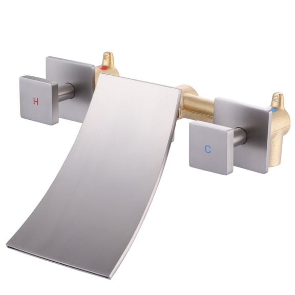 Wowow 2-Handle Wall-Mount Roman Tub Faucet with Corrosion Resistant in Brushed Nickel