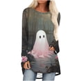 thumbnail image 2 of Inverlee Halloween Shirts for Women Cute Pumpkin Ghost Graphic Tees Soft Crewneck T-shirt Long Sleeve Holiday Blouse Tops Halloween Party Supplies, 2 of 4