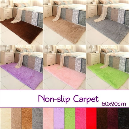 Fluffy Rectangle Floor Rug Anti-skid Shaggy Area Rug Dining Room Carpet Yoga Bedroom Floor Warm Mat / Cover,60x90cm,12