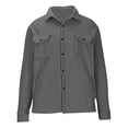 thumbnail image 3 of Fleece Shirts for Men Button-Down Sherpa Shackets Jackets with Pockets and Collar Long Sleeve Casual Solid Color Loose Thermal Warm Shirt Coats, 3 of 5