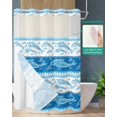 thumbnail image 2 of No Hook Shower Curtain with Snap in Liner, Summer Ocean Dolphin Sea Wave Blue Abstract Hotel Shower Curtains for Bathroom, Washable Shower Curtain Liner Set with Mesh Top Window, 48"x72", 2 of 6