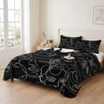 thumbnail image 2 of King Quilt Set 96''x106'', Abstract Style Lightweight Bedspread Coverlet Set with 2 Pillow Shams, Black Face Line Modern Character Art Breathable All Season Quilt Bedding for Bedroom/Guest Room, 2 of 9