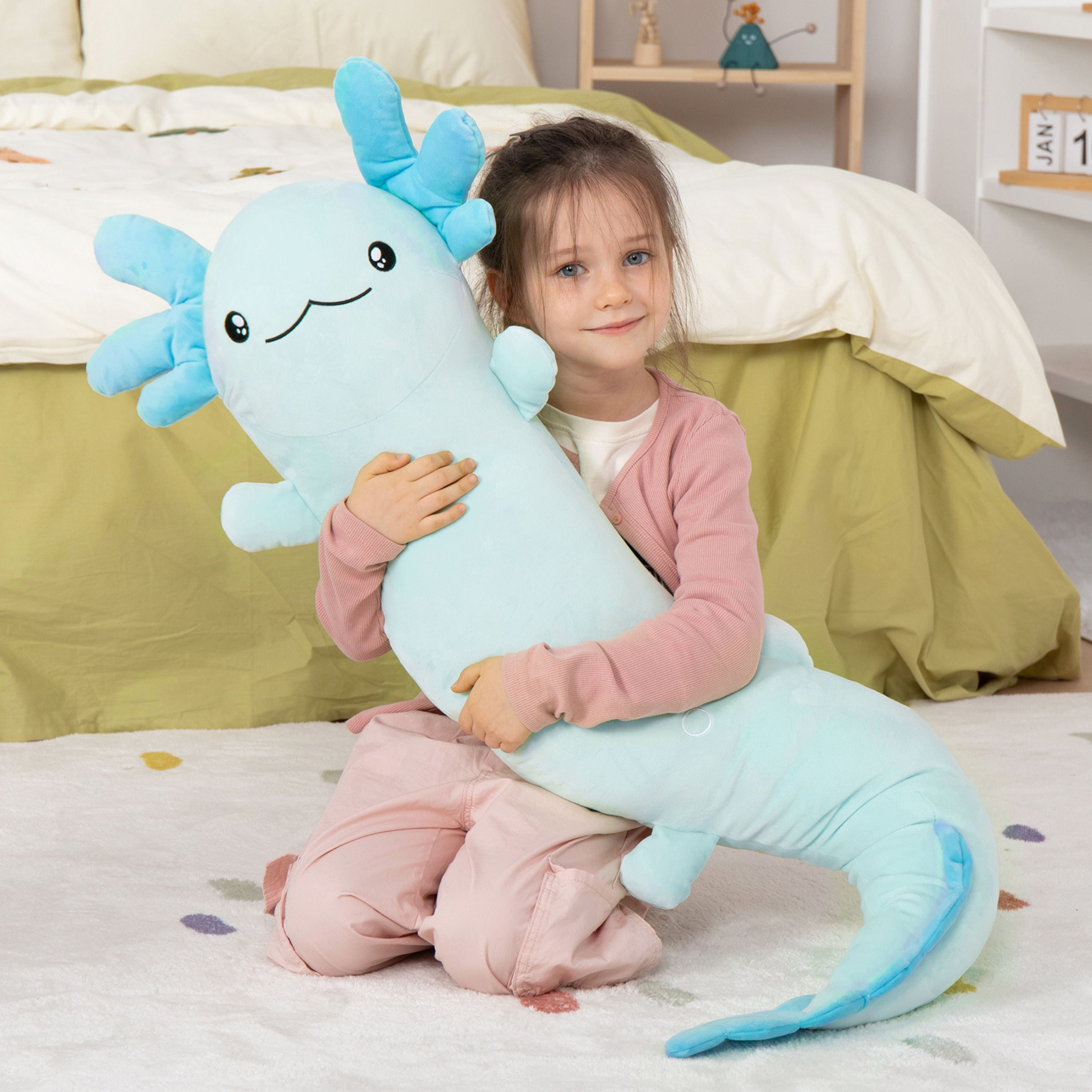 Tezituor 48" Axolotl Stuffed Animal Giant Stuffed Axolotl Glow in The Dark Plush Toy