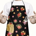 thumbnail image 2 of Pioneer Flower Floral Print Pattern Cotton Linen Apron with Pockets, Waterproof Adjustable, 33x27 Inch for Kitchen, Gardening, BBQ, Salon, 2 of 6