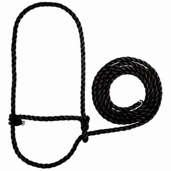 35-7900-BK 7 ft. Cow Size Poly Rope Halter, Black