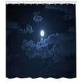 thumbnail image 3 of Ambesonne Night Shower Curtain, Full Moon Dark Clouds Fog, 69"Wx75"L, Dark Blue, 3 of 3