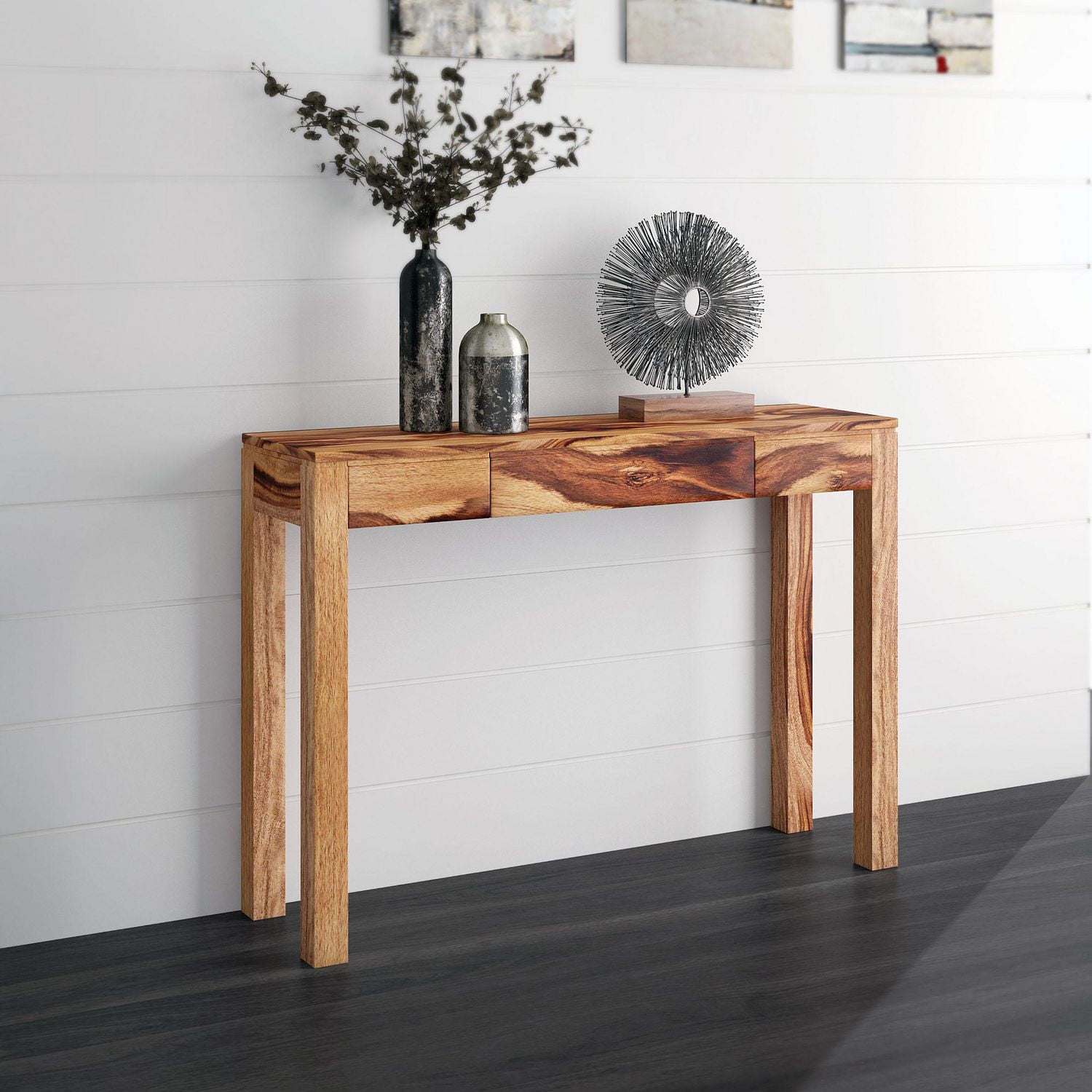 Rustic Modern Solid Wood Console/Desk in Dark Sheesham