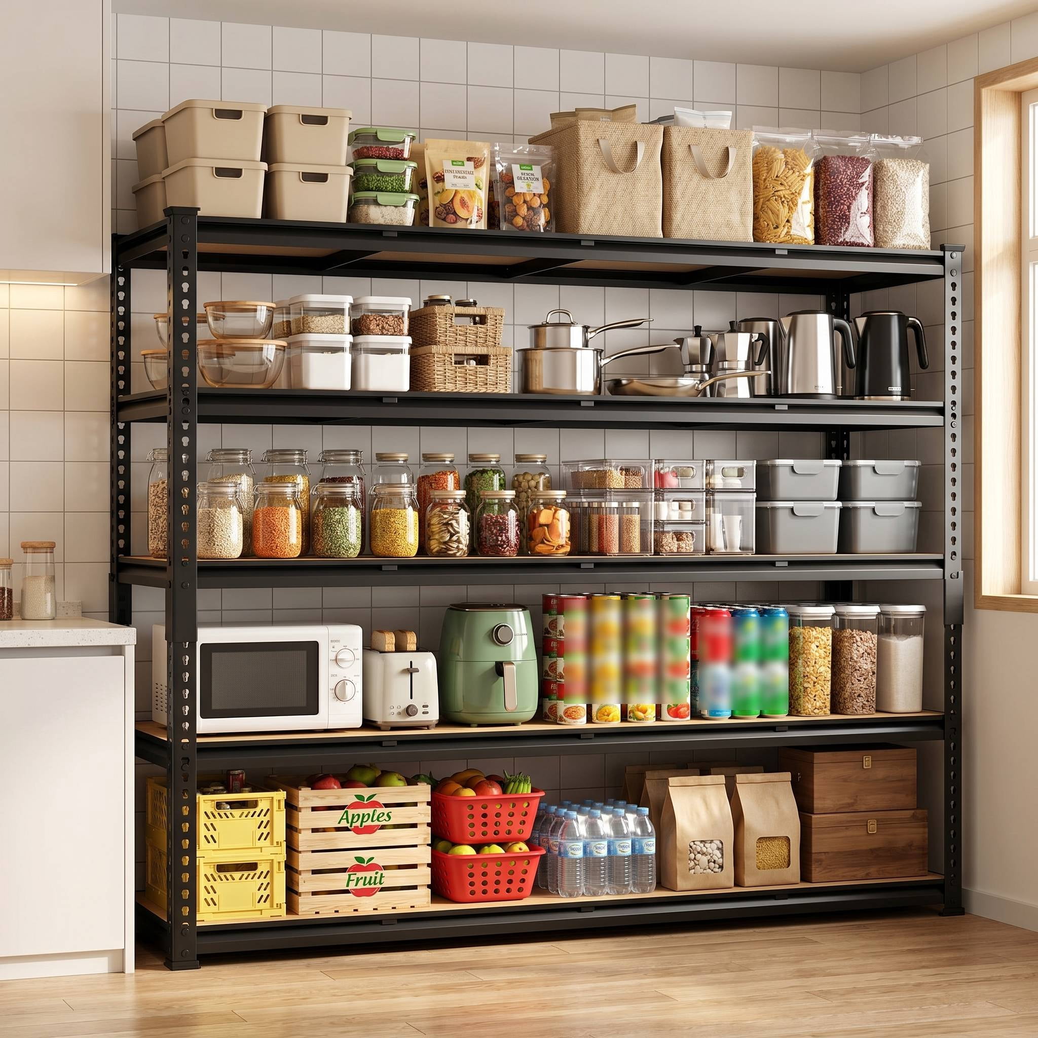 4 Pack Heavy Duty Garage Shelving Units, 60"W x 23.97"D x 72.01"H Metal Storage Shelves, 5 Tier Industrial Shelf Rack 3000LBS Adjustable Industrial Shelves for Pantry Warehouse