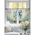 thumbnail image 3 of Vintage Ocean Sheer Curtains 54 Inch Long 2 Panels, Octopus Starfish Seagrass Compass Nautical Light Filtering Rod Pocket Curtains, Sheer Voile Drapes for Living Room Bedroom, 52"x54", 3 of 8