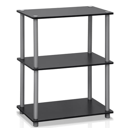 Furinno Durable 23.6 W x 11.6 D x 29.5 H 3-Shelf Freestanding Shelving Unit, Black and Gray