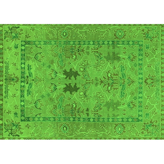 Ahgly Company Indoor Rectangle Abstract Green Modern Area Rugs, 2' x 5'
