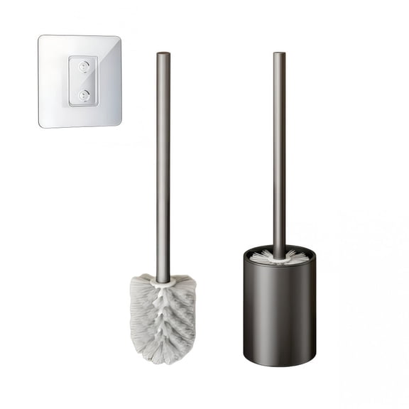 Armastuse Toilet Bowl Brush Set with Hidden Holder, Compact Space-Saving Design for Small Bathrooms, Apartments And RVs - Rustproof Toilet Scrubber Cleaning Kit, Silver
