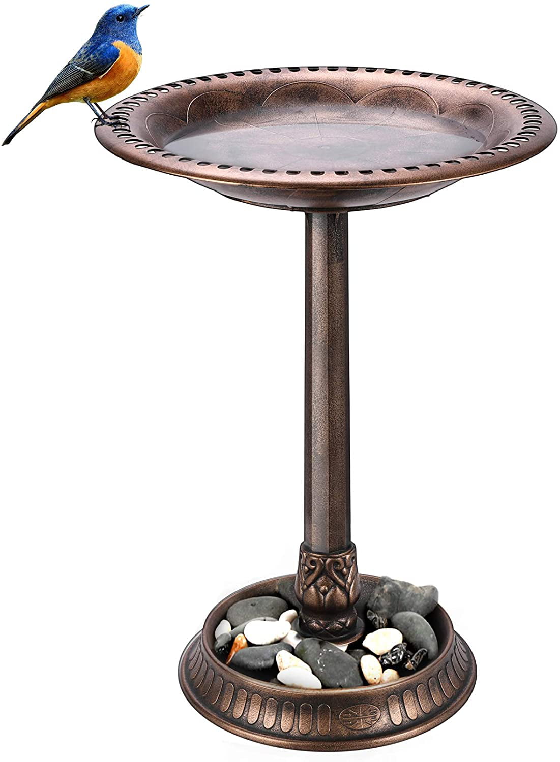 Magic Salt ORNAMENTAL OUTDOOR GARDEN BIRD BATH WITH SHELTERED FEEDING TABLE