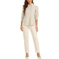thumbnail image 2 of INSPIRE CHIC Women's Button Down Shirt 3/4 Sleeve Casual Work Striped Blouses Tops, 2 of 5
