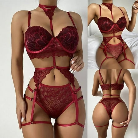 

UDAXB Lingerie Ladies Strap Lace Crochet Cutout Teddy Lingerie Embroidery Underwear