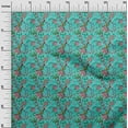 thumbnail image 3 of oneOone Velvet Turquoise Blue Fabric Asian Japanese Floral Craft Projects Decor Fabric Printed By The Yard 58 Inch Wide, 3 of 4