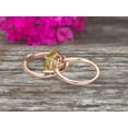 thumbnail image 3 of 2Pcs Wedding Ring Set 7mm Cushion Cut 2.30 Carat Champagne Diamond Moissanite Engagement Ring On 10k Rose gold Curved Wedding Band Personalized for Brides, 3 of 5